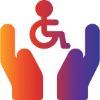 Accessible care symbol with gradient hands.